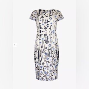 Adrianna Papell Growing Garden Dress White & Blue Size